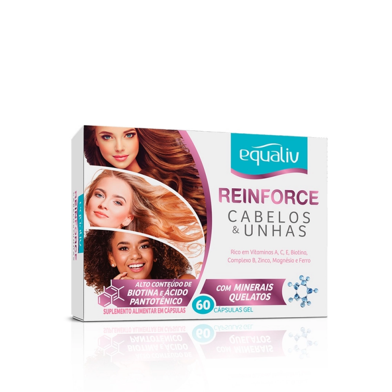 EQUALIV REINFORCE CABELOS E UNHAS COM 60 CÁPSULAS GEL