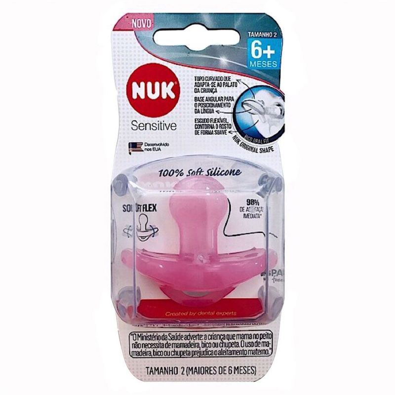 CHUPETA NUK SENSITIVE SOFT 6+ MESES ROSA 