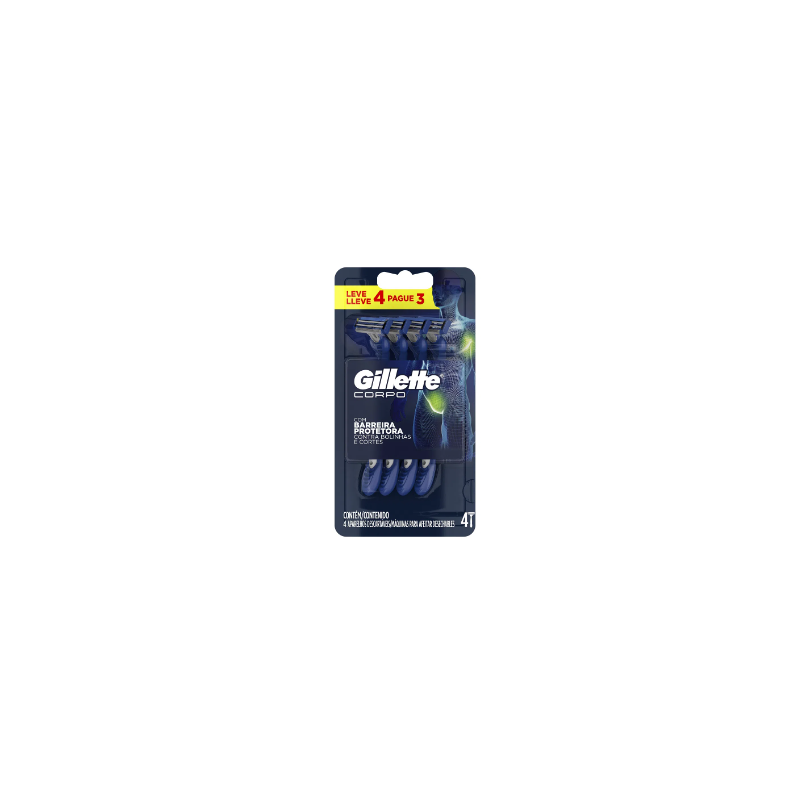 APARELHO DE DEPILAR DESCARTAVEL GILLETTE CORPO LEVE 4 PAGUE3