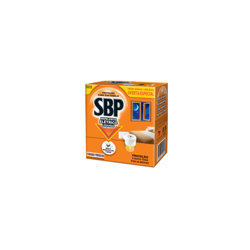 APARELHO SBP ELETETRICO+REFIL 35ML 45 NOITES