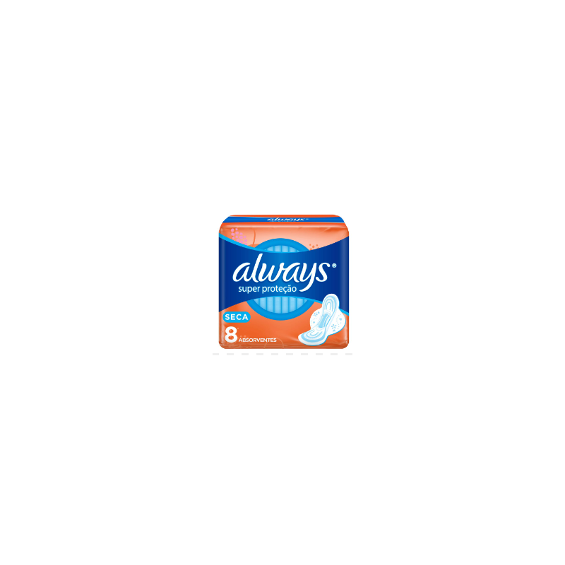 ABSORVENTE ALWAYS SECA COM ABAS COM 8 UNIDADES