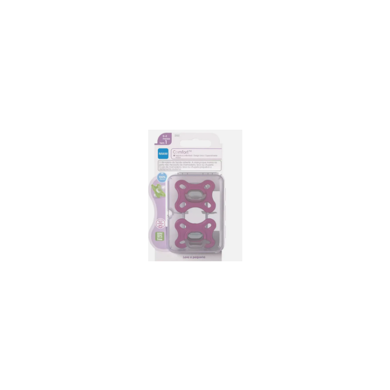 CHUPETA MAM CONFORT COR ROSA TAMANHO 1 COM 2 UNIDADES