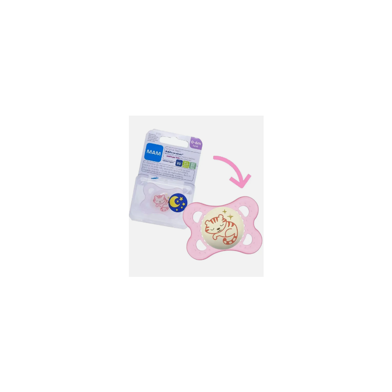 CHUPETA MAM NIGHT 0-6 MESES ROSA