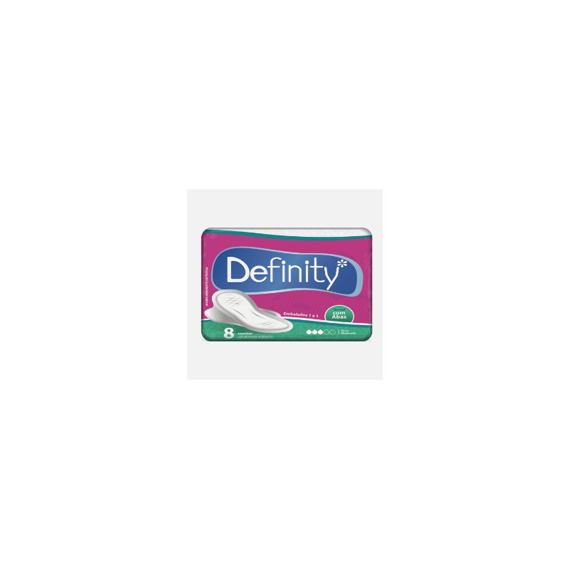 ABSORVENTE DEFINITY NORMAL COM ABAS COM 8 UNIDADES 