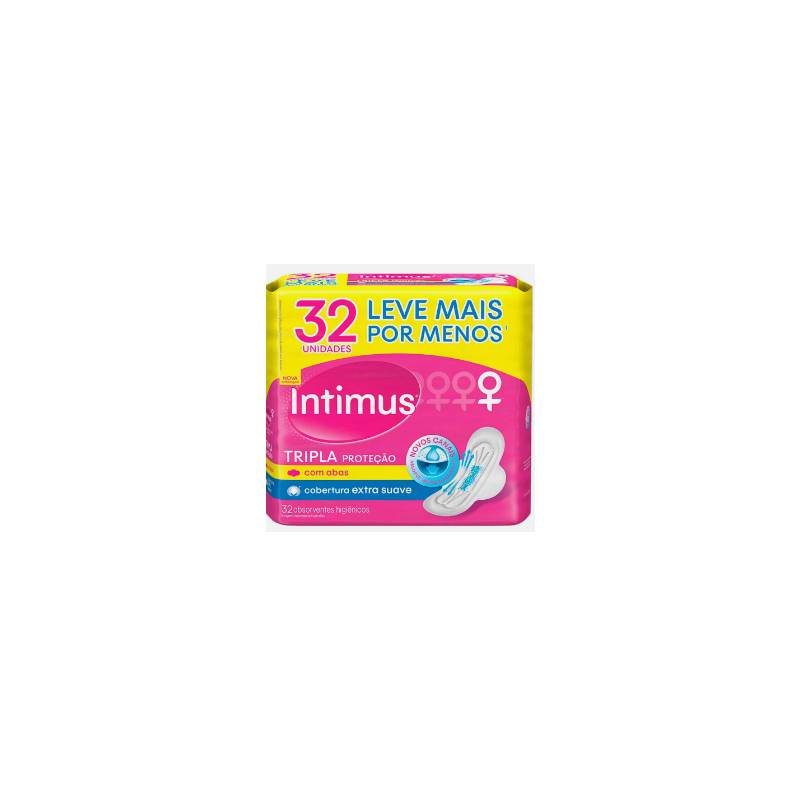 ABSORVENTE INTIMUS GEL SUAVE COM ABAS COM 32 UNIDADES