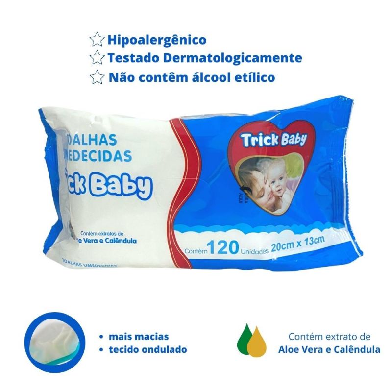 TOALHA UMEDECIDAS TRICK BABY COM 120 UNIDADES