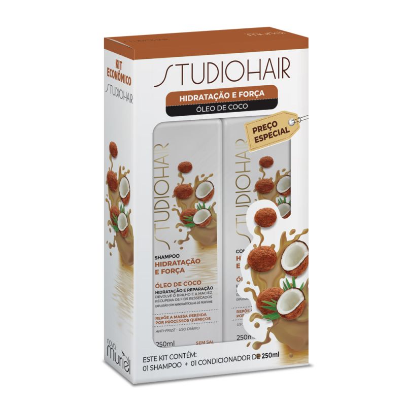 KIT STUDIO HAIR SHAMPOO E CONDICIONADOR HIDRAT E FORÇA 250ML