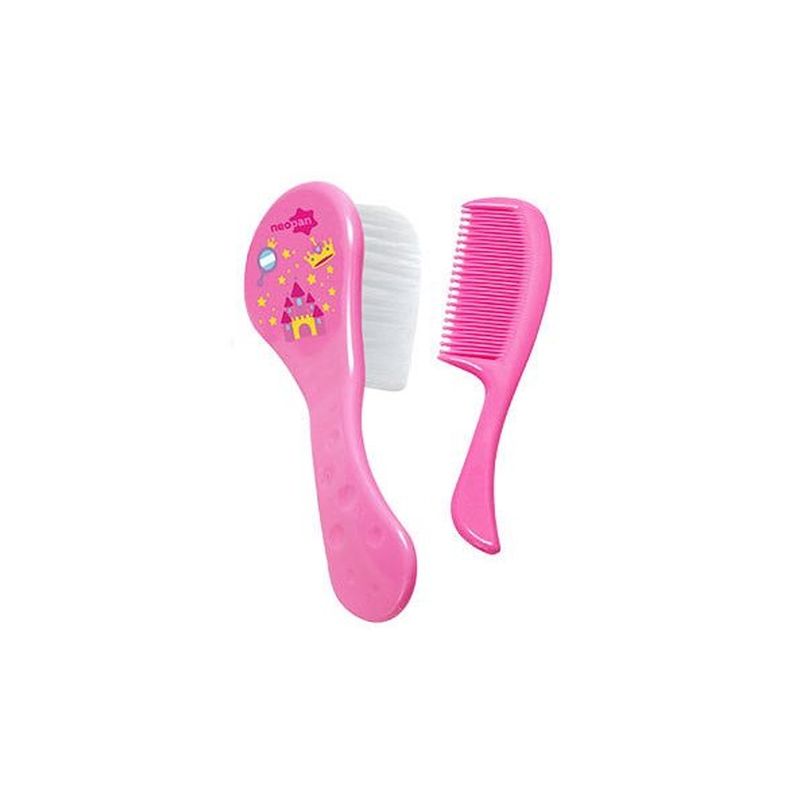 KIT ESCOVA E PENTE PARA BEBE NEOPAN ROSA