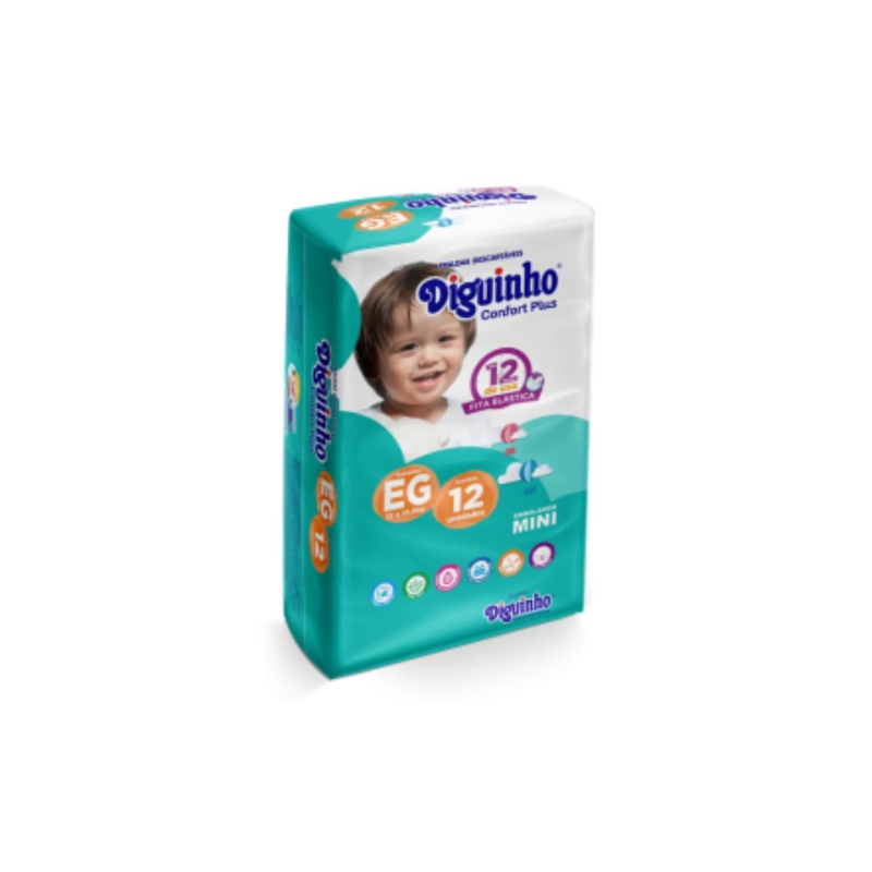 FRALDA DIGUINHO CONFORT PLUS MINI EG COM 12 UNIDADES