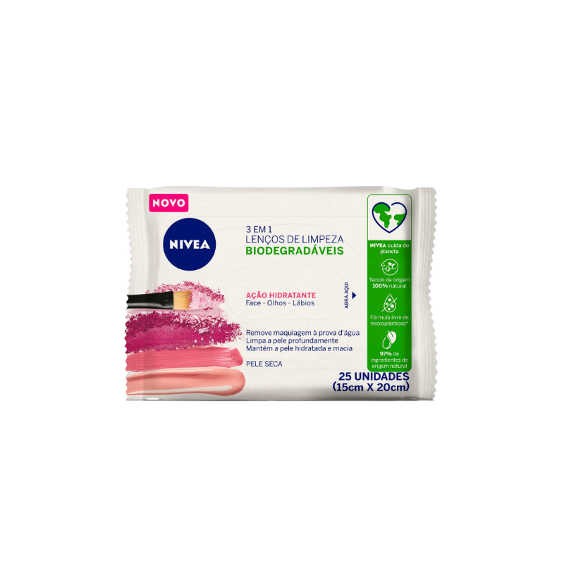 LENÇO DEMAQUILANTE NIVEA (ROSA) 3EM1 25 UNIDADES