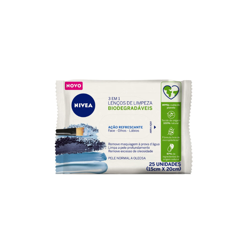 LENÇO DEMAQUILANTE NIVEA (AZUL)  3EM1 25 UNIDADES