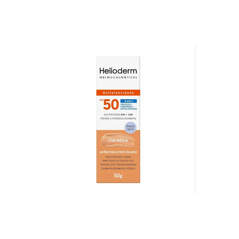 PROTETOR SOLAR HELIODERM ANTIOLEOSIDADE FPS50 MEDIA COM 50G