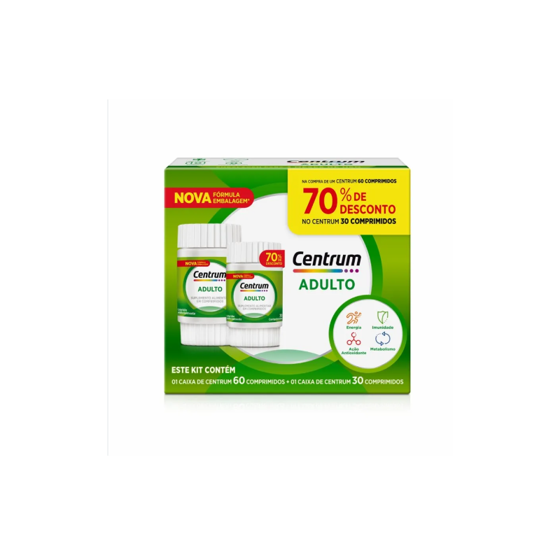 KIT CENTRUM EMBALAGEM PROMOCIONAL COM 90 COMPRIMIDOS 