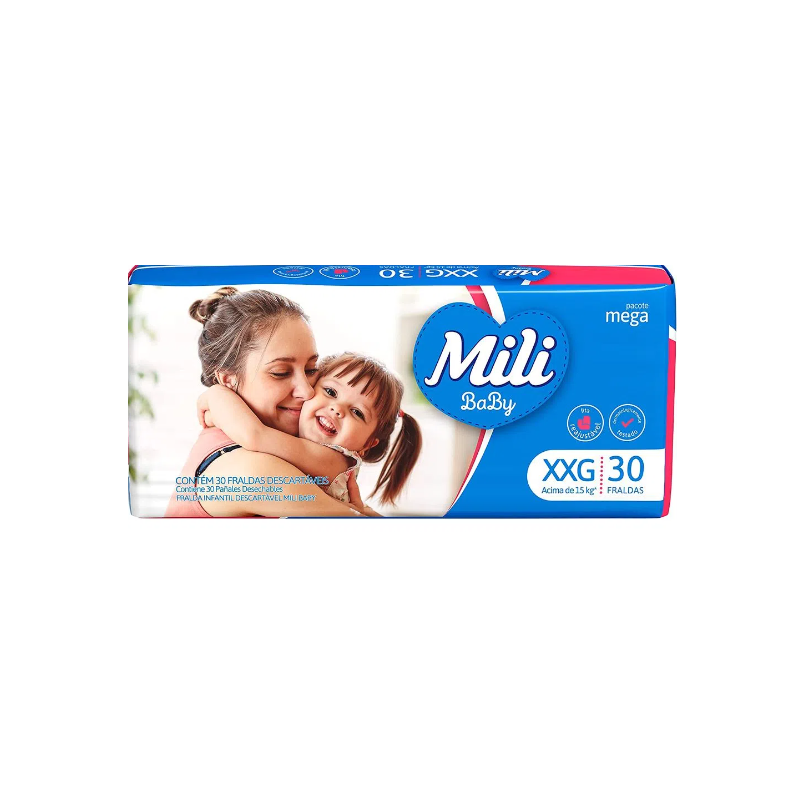 FRALDA MILI ULTRA SECA MEGA XXG COM 30 UNIDADES