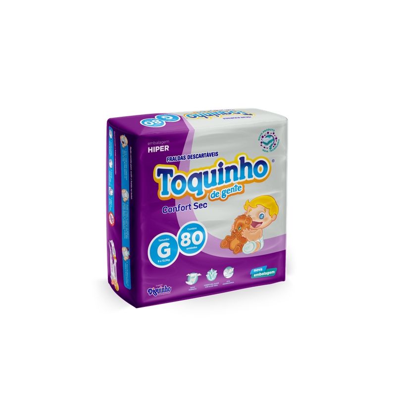 FRALDA TOQUINHO CONFORT SEC G COM 80 UNIDADES