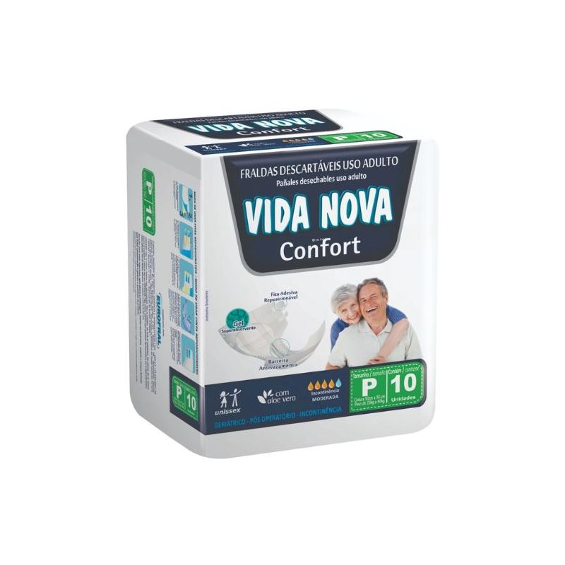 FRALDA VIDA NOVA CONFORT P COM 10 UNIDADES