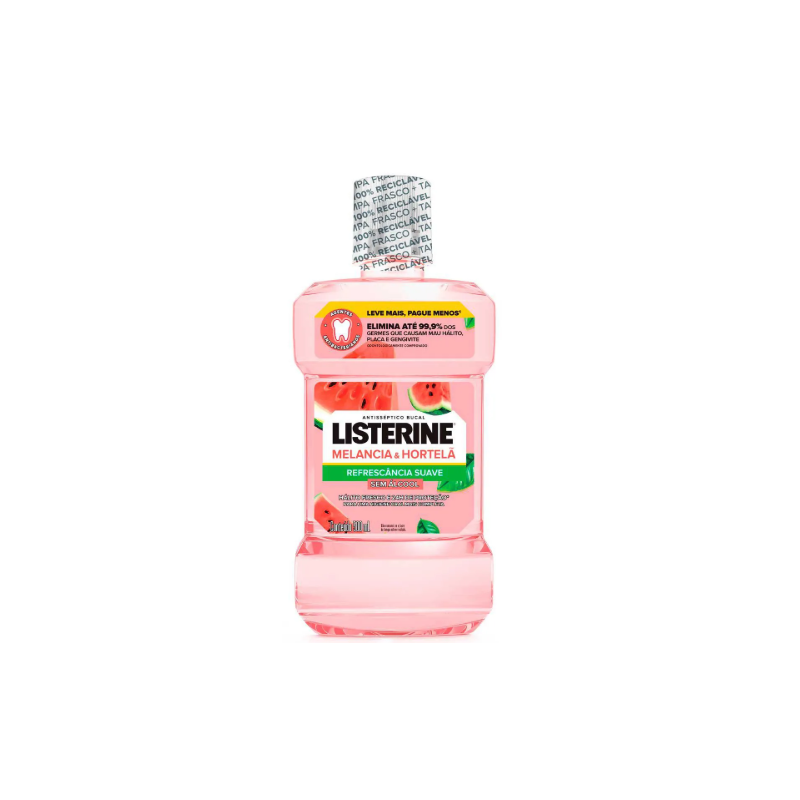 ENXAGUANTE BUCAL LISTERINE MELANCIA E HORTELA 500ML - VALIDADE 08/2026