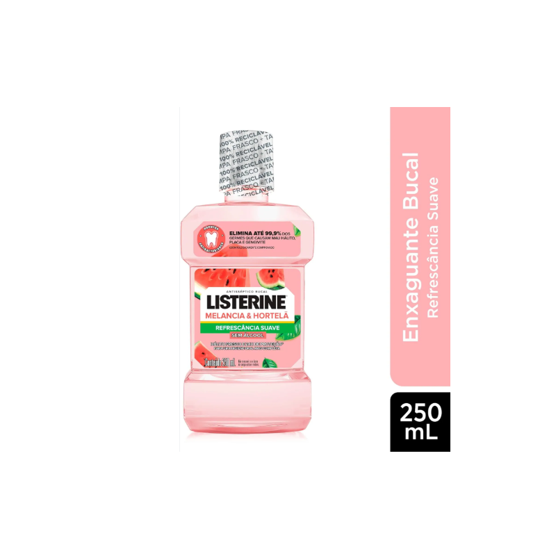 ENXAGUANTE BUCAL LISTERINE MELANCIA&HOTERLA SEM ALCOOL 250ML