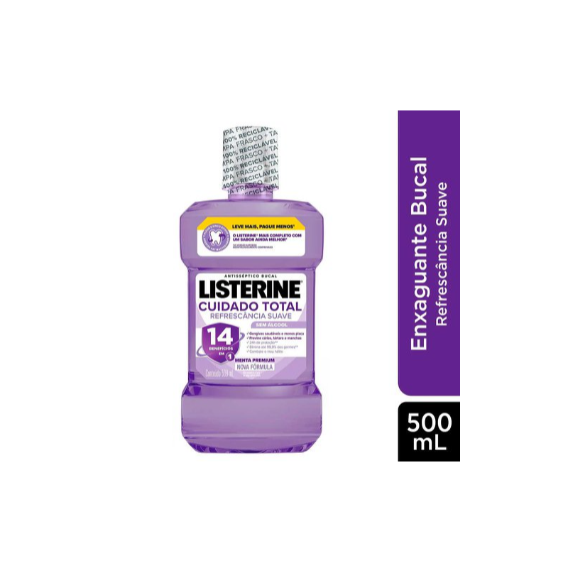 ENXAGUANTE BUCAL LISTERINE ZERO ALCOOL CUIDADO TOTAL 500ML