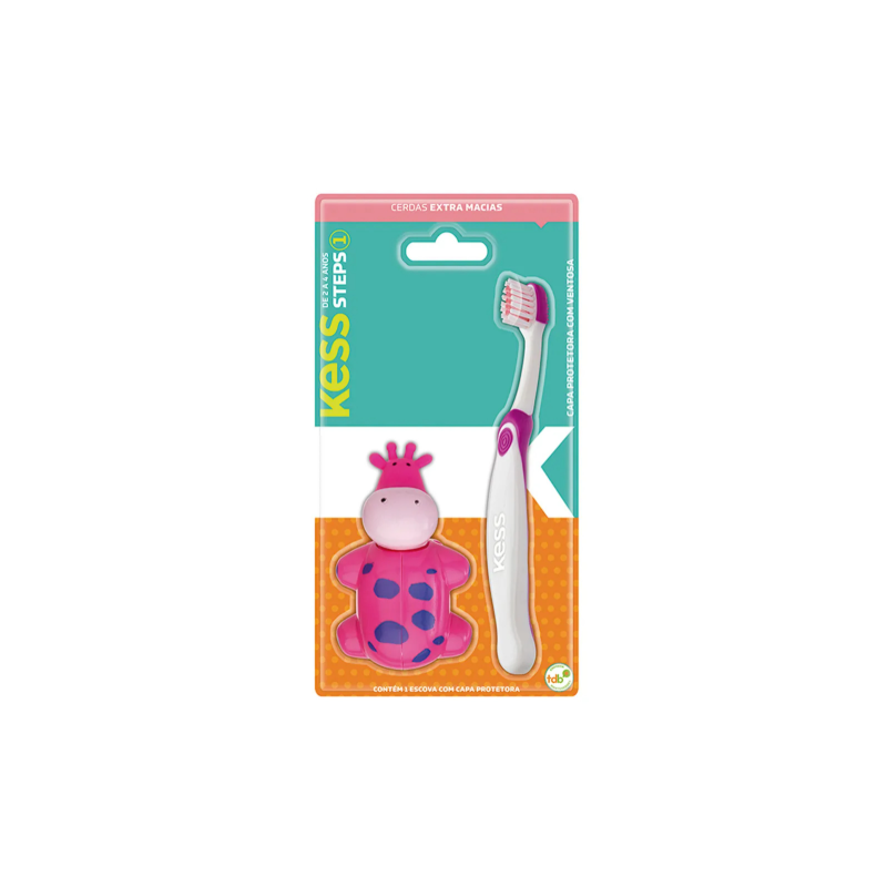 ESCOVA DENTAL INFANTIL STEPS KESS COM CAPA PROTETORA 