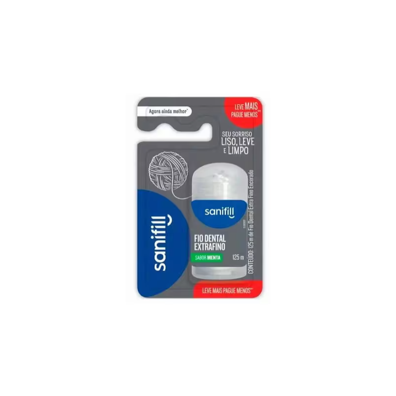 FIO DENTAL SANIFILL EXTRAFINO 125M LEVE MAIS PAGUE MENOS