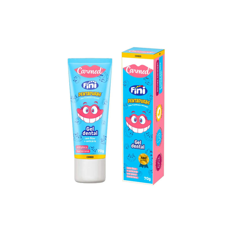 GEL DENTAL COM FLUOR SABOR FRAMBROESA E MORANGO 70G