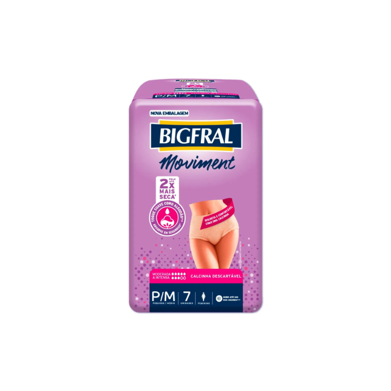 FRALDA BIGFRAL MOVIMENT ROUPA INTIMA FEM P/M COM 7