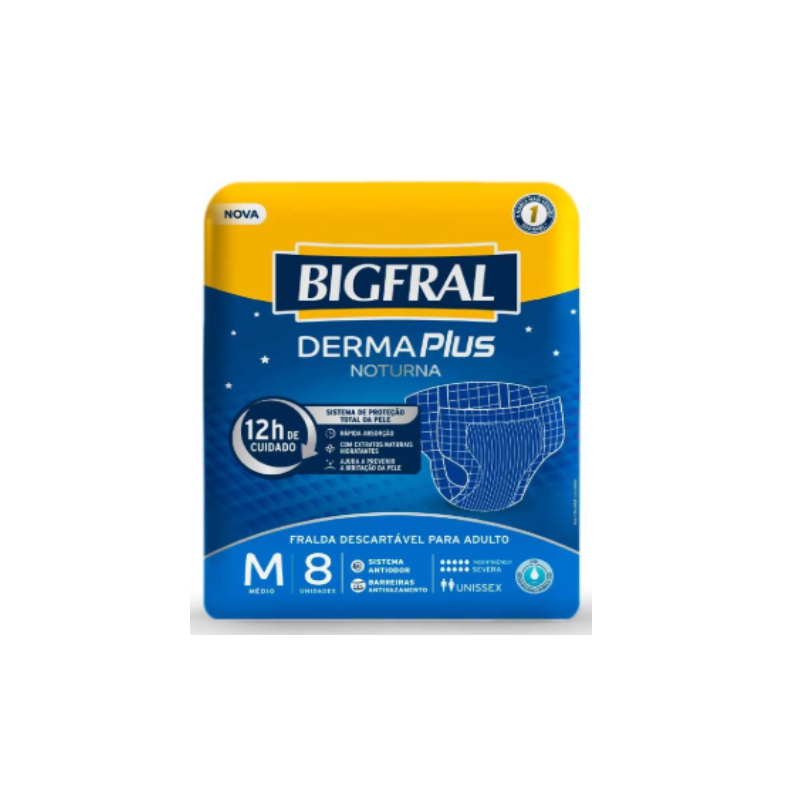 FRALDA BIGFRAL NOTURNA M COM 8 UNIDADES