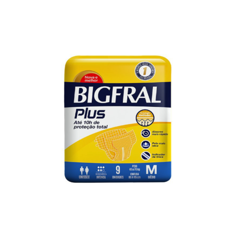 FRALDA BIGFRAL TAMANHO M COM 9 UND