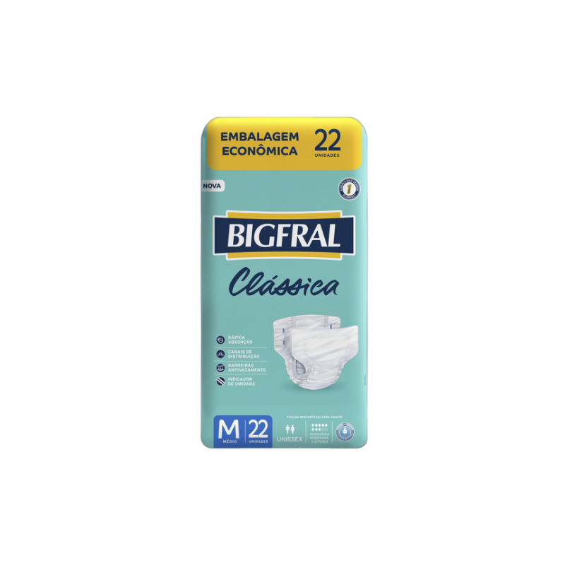 FRALDA GERIATRICA BIGFRAL CLASSICA TAMANHO M COM 22 UNIDADES