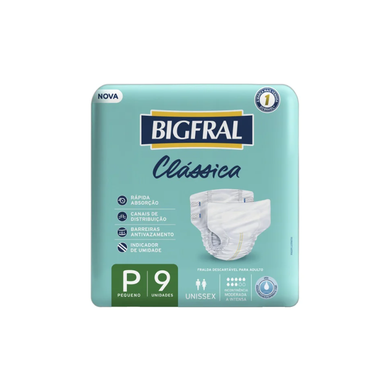 FRALDA GERIATRICA BIGFRAL CLASSICA TAMANHO P COM 9 