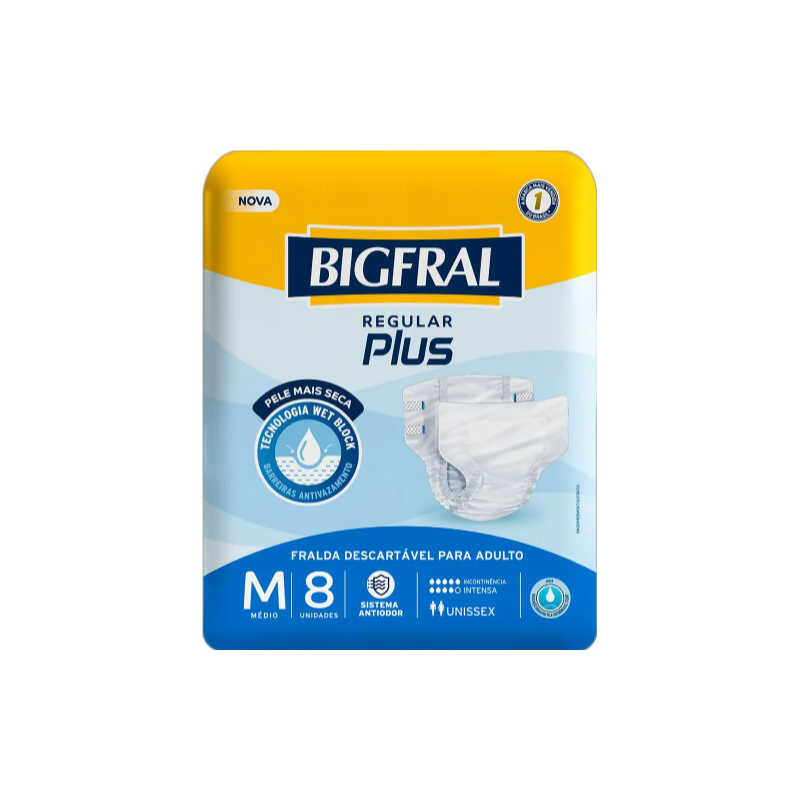 FRALDA GERIATRICA BIGFRAL REG PLUS M COM 8 UNIDADES