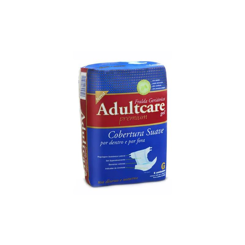 FRALDA ADULCARE PREMIUM G COM 8 UNIDADES 