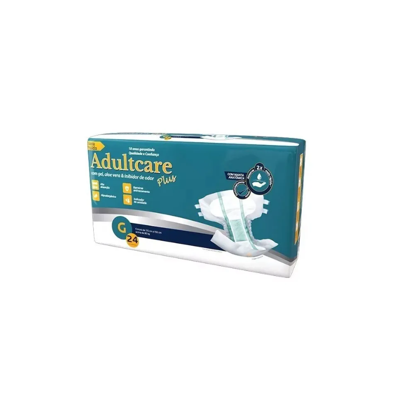 FRALDA ADULTCARE PLUS TAMANHO 24 UNIDADES
