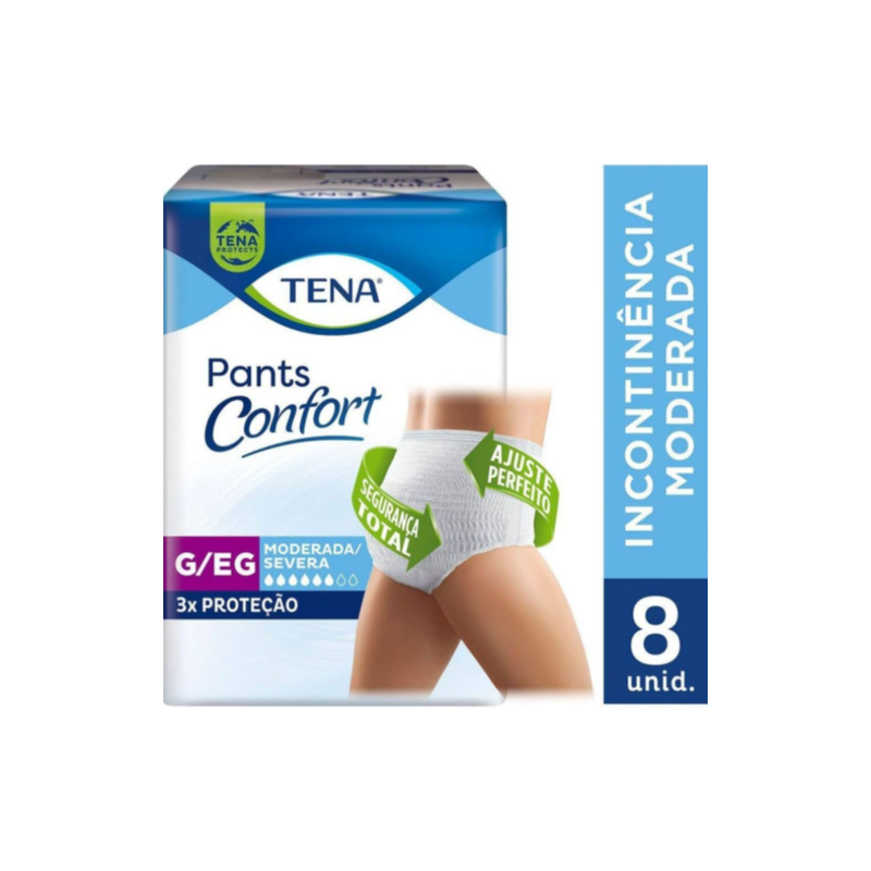 FRALDA GERIATRICA TENA PANTS CONFORT G/EG COM 8 UNIDADES