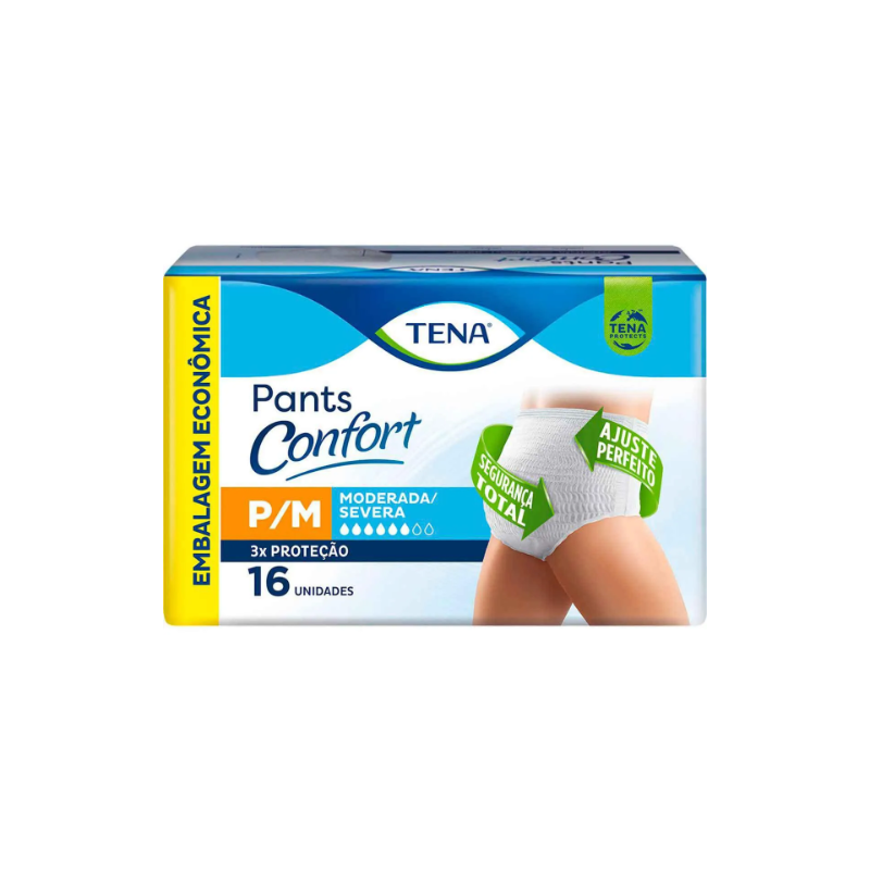 FRALDA GERIATRICA TENA PANTS CONFORT P/M 16 UNIADADES