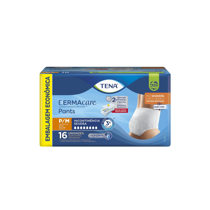FRALDA GERIÁTRICA TENA PANTS DERMACARE P/M COM 16 UNIDADES
