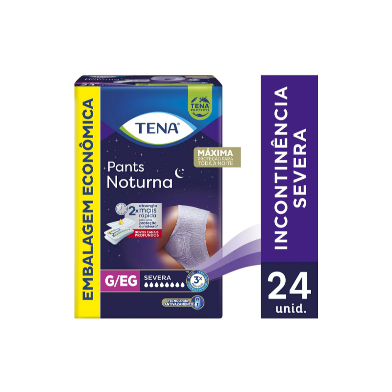 FRALDA GERIATRICA TENA PANTS NOTURNA G/EG COM 24 UNIDADES