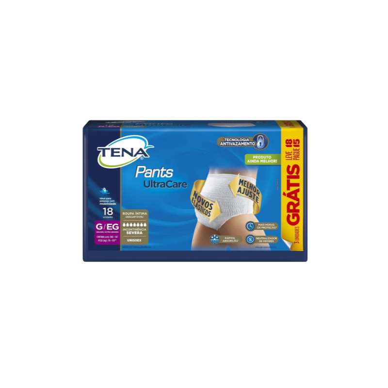 FRALDA GERIATRICA TENA PANTS ULTRA G/EG COM 18 UNIDADES