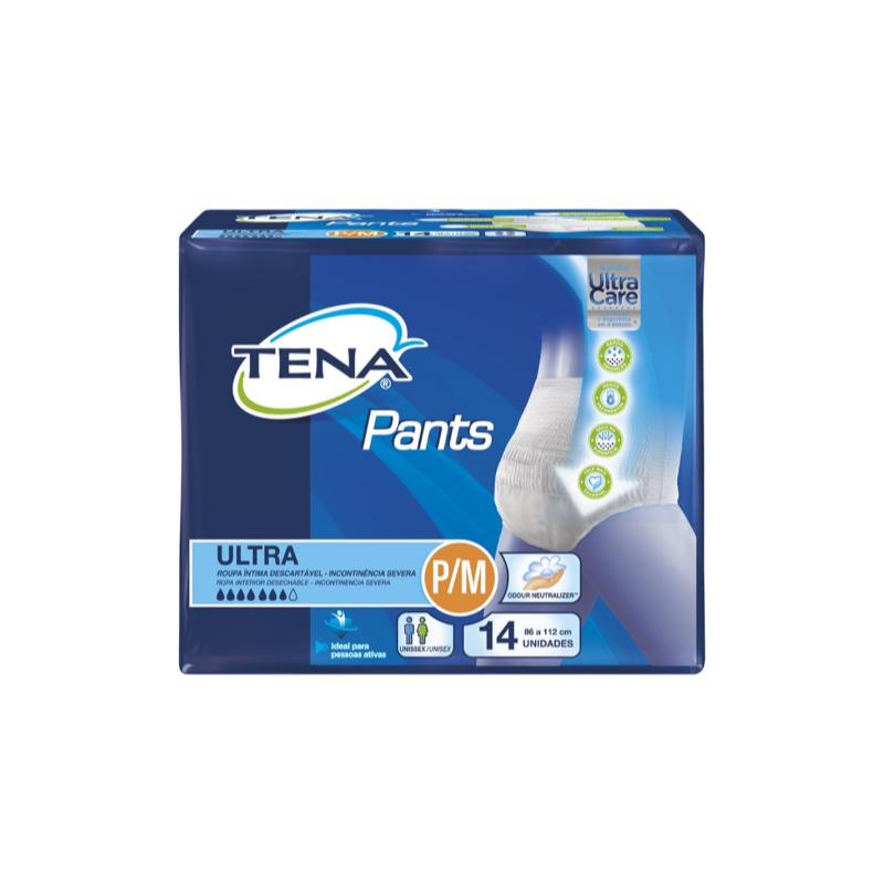 FRALDA GERIATRICA TENA PANTS ULTRA P/M COM 14 UNIDADES