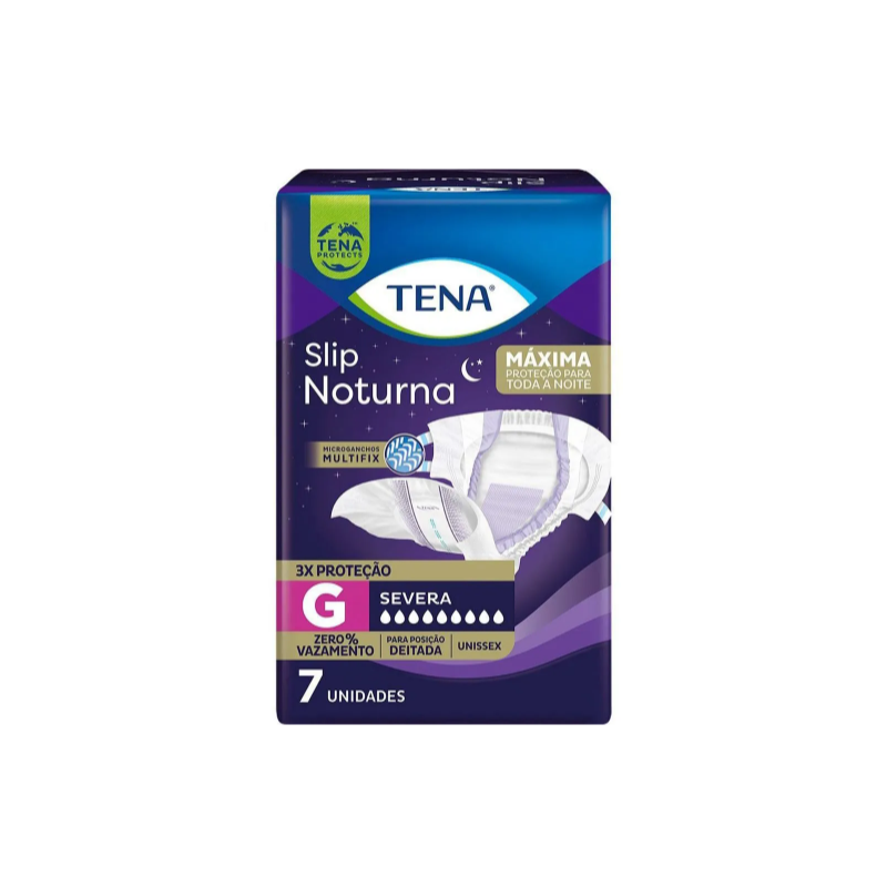 FRALDA GERIÁTRICA TENA SLIP NOTURNA G COM 7 UNIDADES