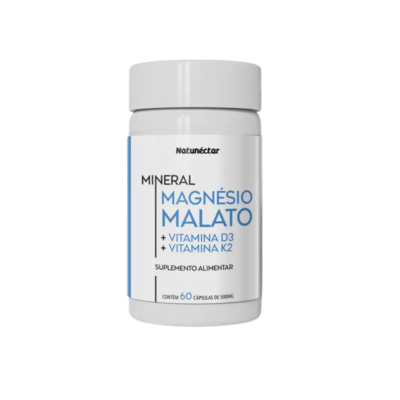 MAGNESIO MALATO +D3 +K2 COM 60 CAPSULAS  NATUNECTAR