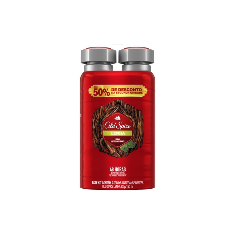 DESODORANTE AEROSOL OLD SPICE LENHA COM 2 UNIDADES