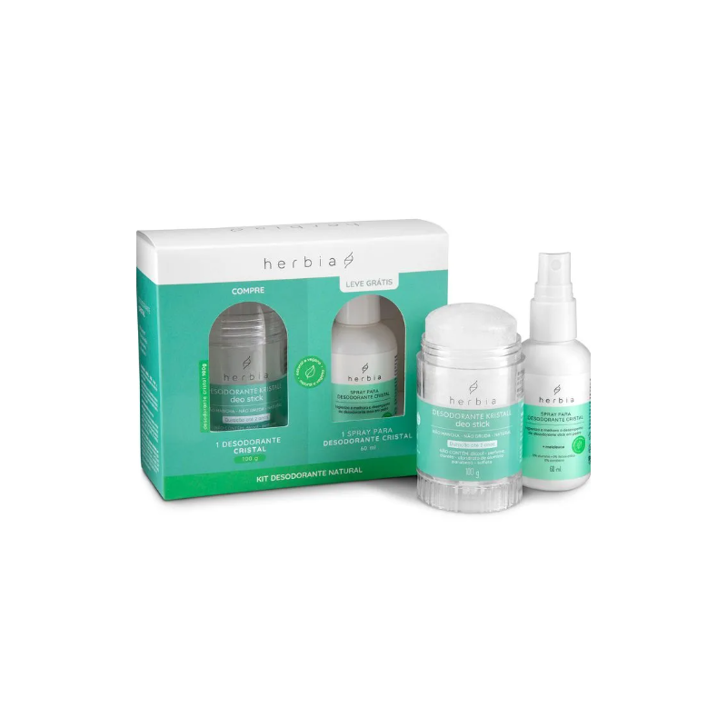 KIT SPRAY DESODORANTE CRISTAL COM 100 GRAMAS