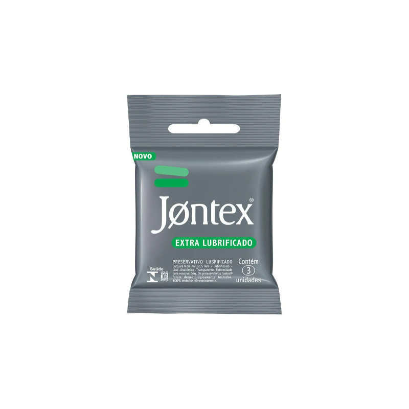 PRESERVATIVO JONTEX EXTRA LUBRIFICADO COM 3 UNIDADES