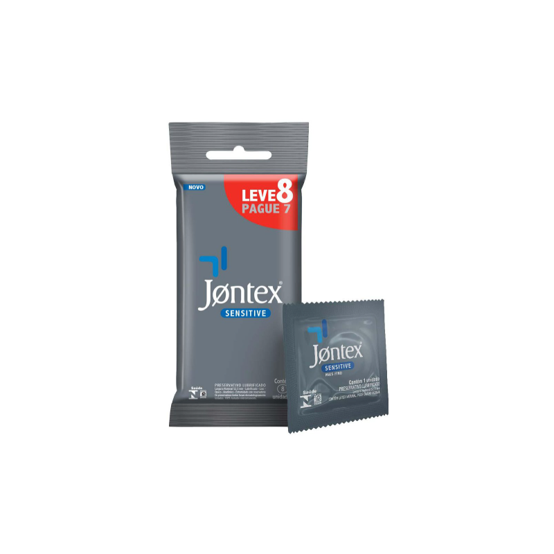PRESERVATIVO JONTEX LUBRIFICADO SENSITIVE COM 8 UNIDADES