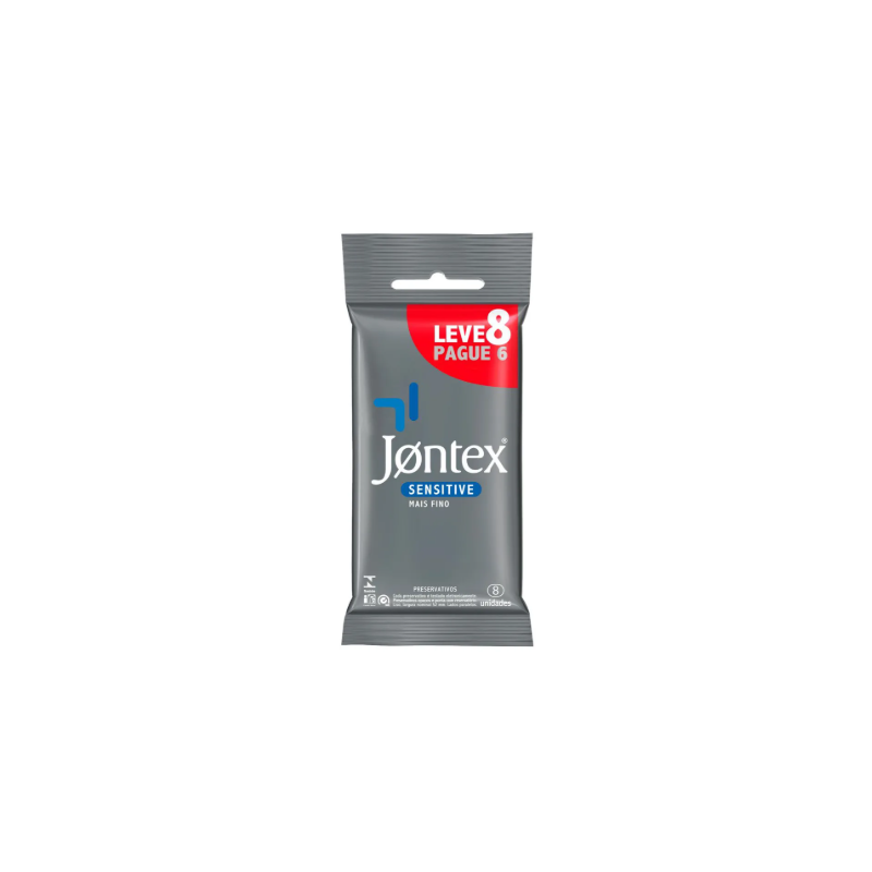PRESERVATIVO JONTEX SENSITIVE LEVE 8 PAGUE 6 UNIDADES