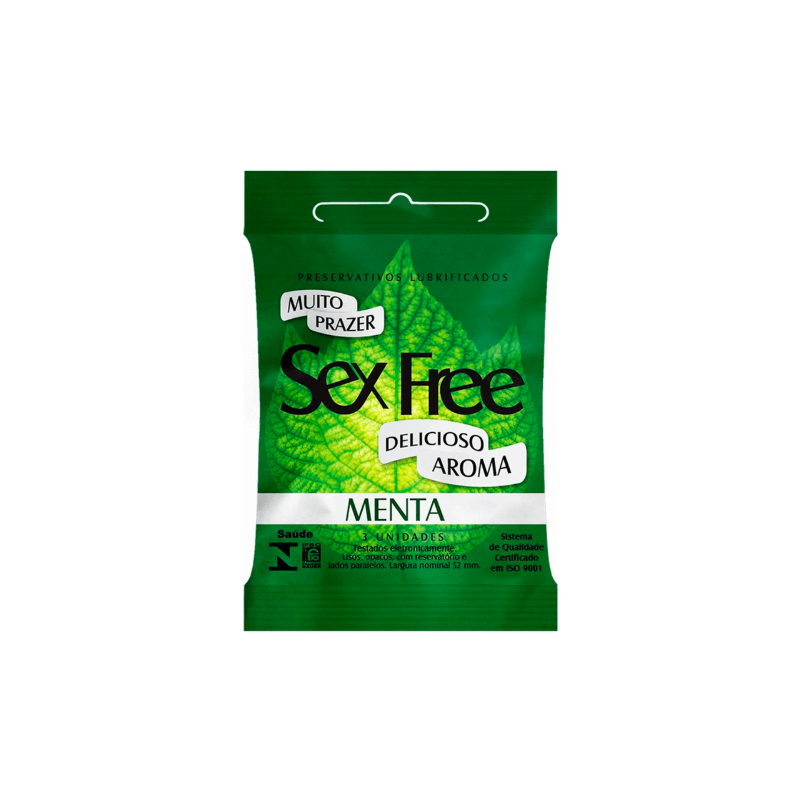 PRESERVATIVO SEX FREE MENTA COM 3 UNIDADES