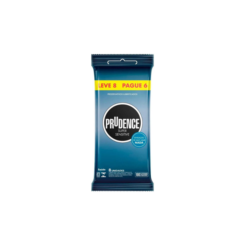 PRESERVATIVO PRUDENCE SUPER SENSITIVE COM 8 UNIDADES