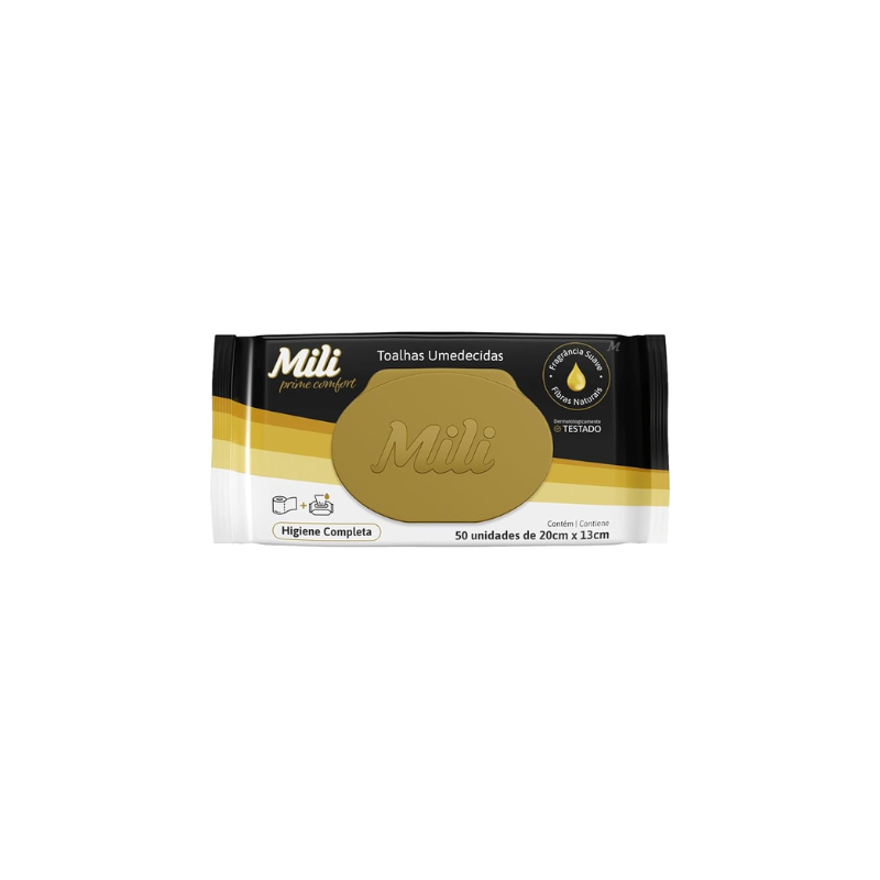 TOALHAS UMEDECIDAS MILI PRIME COMFORT COM 50 UNIDADES